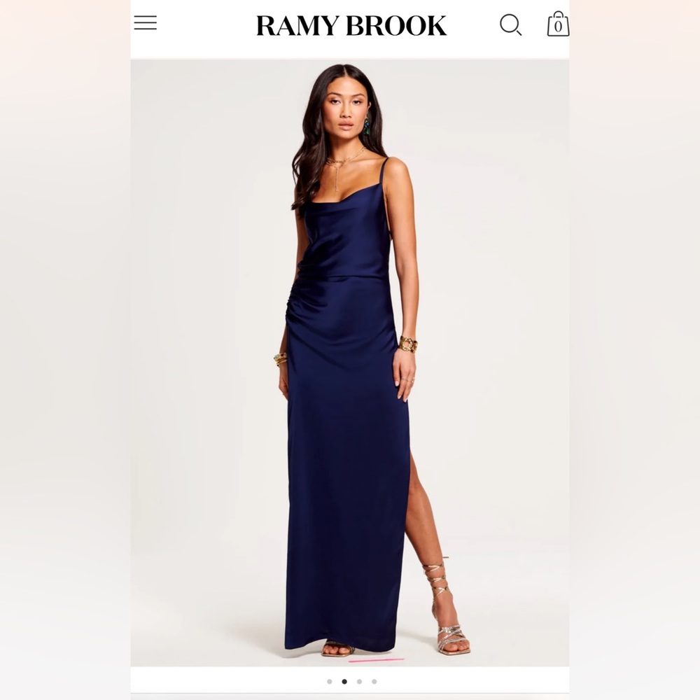 New Ramy Brook Silk Gown in Navy size 2
